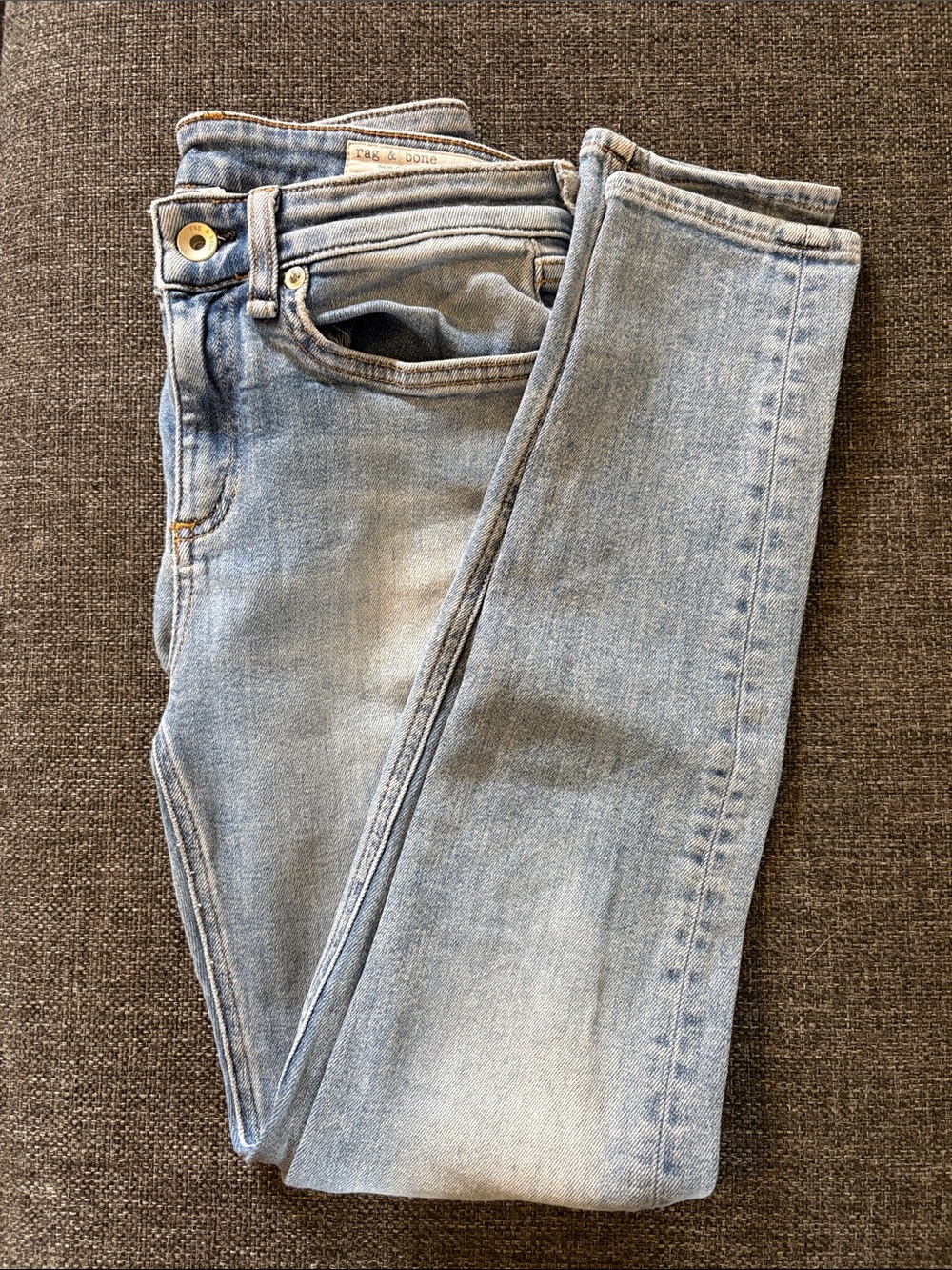 Light Blue woman’s jeans Rag n Bone Classic Denim, Cate mode-rise zipper fly